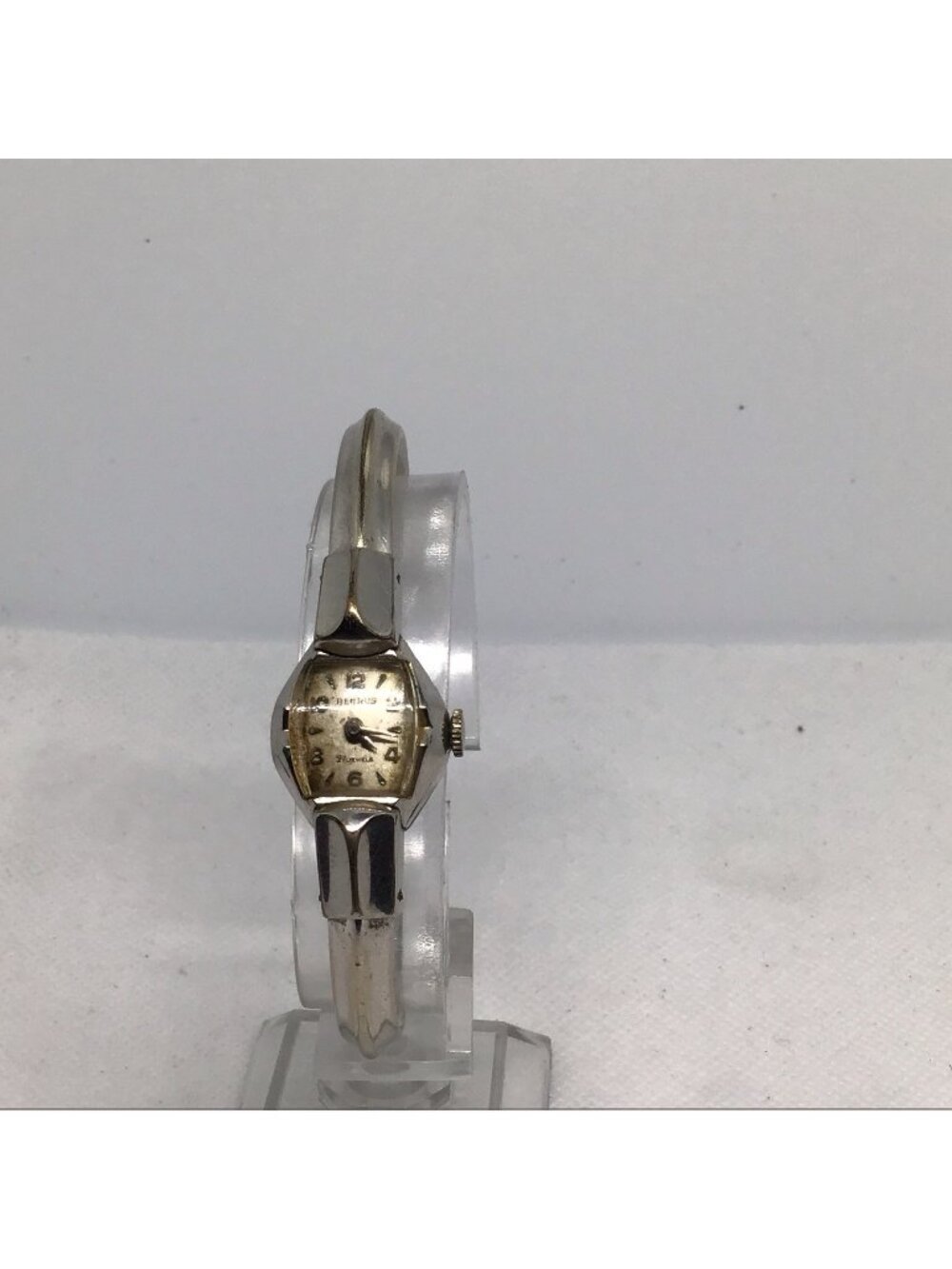 Vintage Benrus Ladies 10K White Gold RGP White Dial Manual Wind Watch 1950s